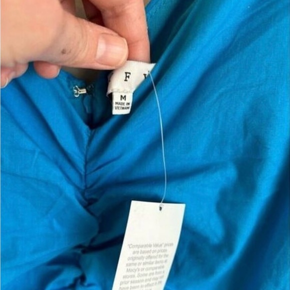 Hyfve Blue ballon sleeve mini bodycon dress. Size Medium. NWT. - Picture 9 of 12